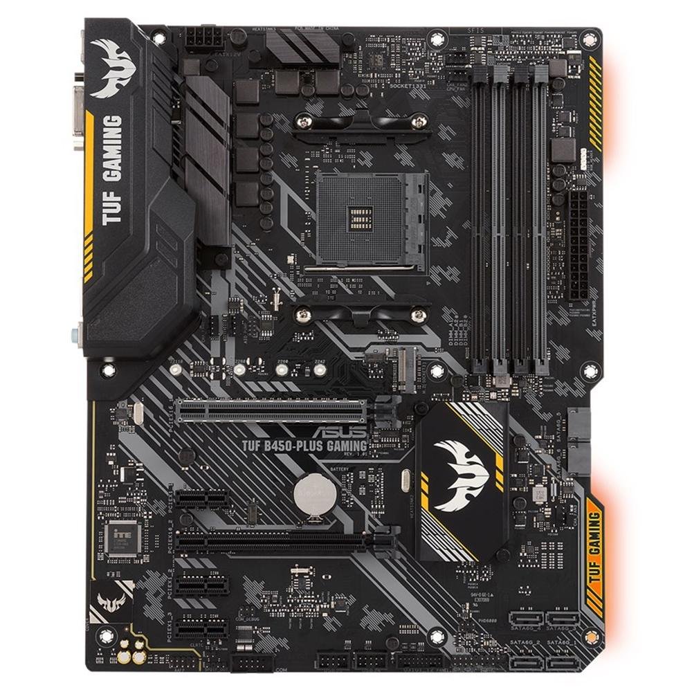 Imagem 2 de 5 do produto Placa-Mãe ASUS TUF B450-Plus Gaming, AMD AM4, ATX, DDR4, Preto - TUF B450-Plus Gaming