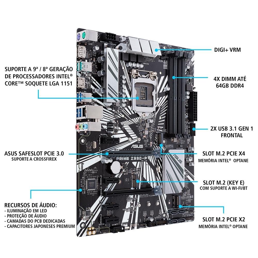 Placa-Mãe Asus para Intel LGA 1151 - PRIME Z390-P | KaBuM!