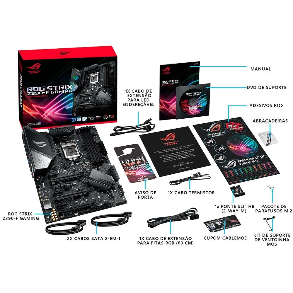 マザーボード ASUS ROG STRIX Z390-F GAMING LGA1151 Placa-Mãe Asus para Intel - ROG STRIX Z390-F GAMING| KaBuM!
