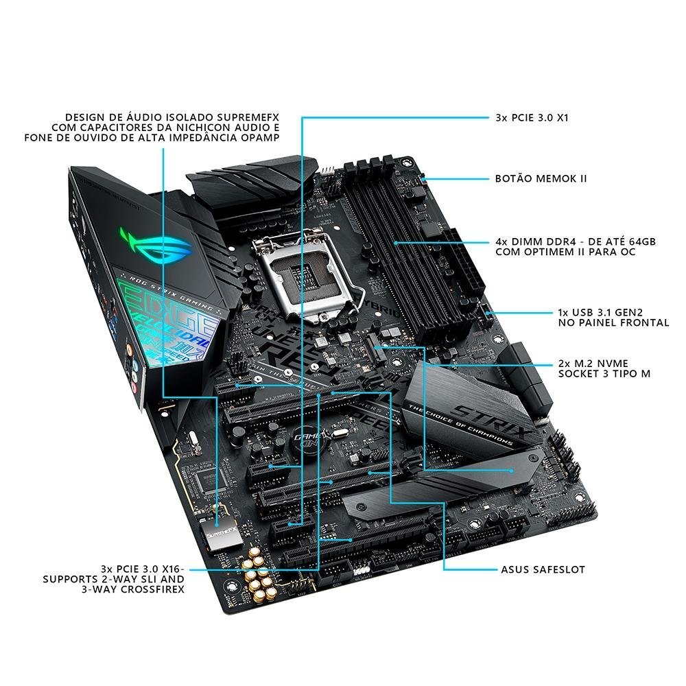Placa-Mãe Asus para Intel - ROG STRIX Z390-F GAMING| KaBuM!