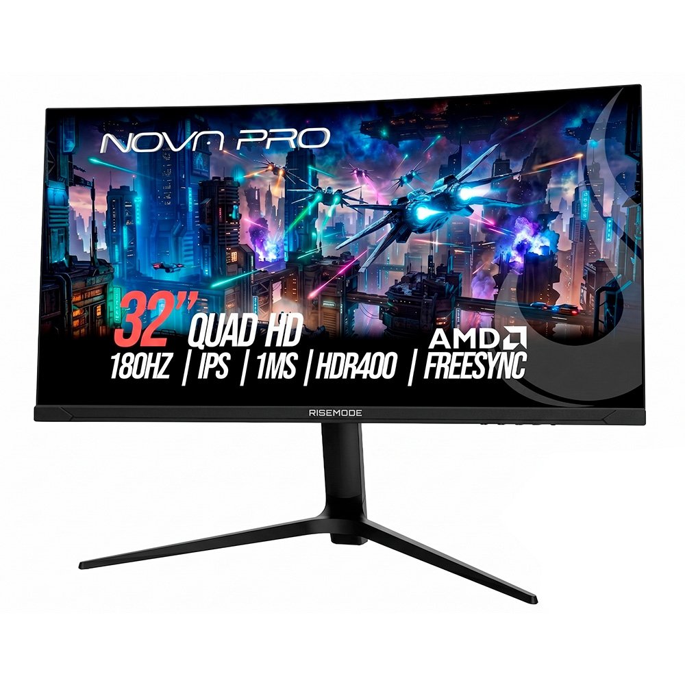 Monitor Gamer Rise Mode Nova Pro 32, QHD, 180Hz, 1ms, IPS, HDMI e DisplayPort, Som Integrado, Preto - RM-MONV01-32F1802K-B - view 2