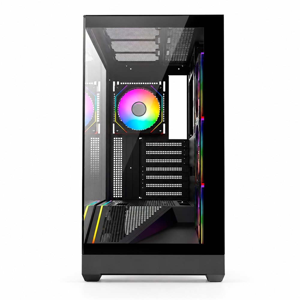Imagem 3 de 6 do produto Gabinete Gamer Liketec Zaiden, ATX, RGB, Lateral e Frontal em Vidro Temperado, Sem Fans, Preto - LC-CB3X2-ZAIDEN-DARK-2026