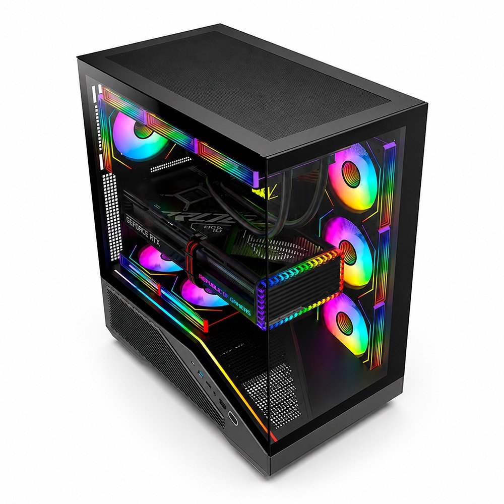 Imagem 2 de 6 do produto Gabinete Gamer Liketec Zaiden, ATX, RGB, Lateral e Frontal em Vidro Temperado, Sem Fans, Preto - LC-CB3X2-ZAIDEN-DARK-2026