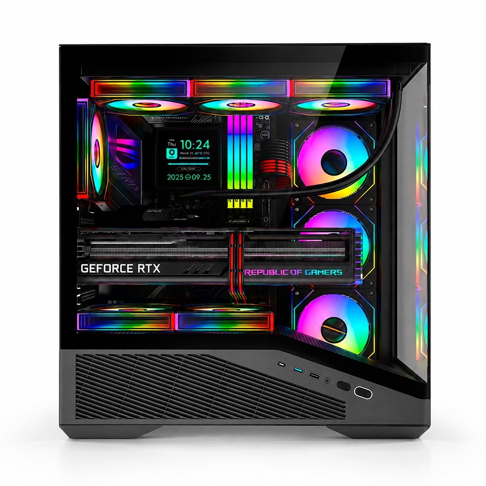 Imagem 4 de 6 do produto Gabinete Gamer Liketec Zaiden, ATX, RGB, Lateral e Frontal em Vidro Temperado, Sem Fans, Preto - LC-CB3X2-ZAIDEN-DARK-2026