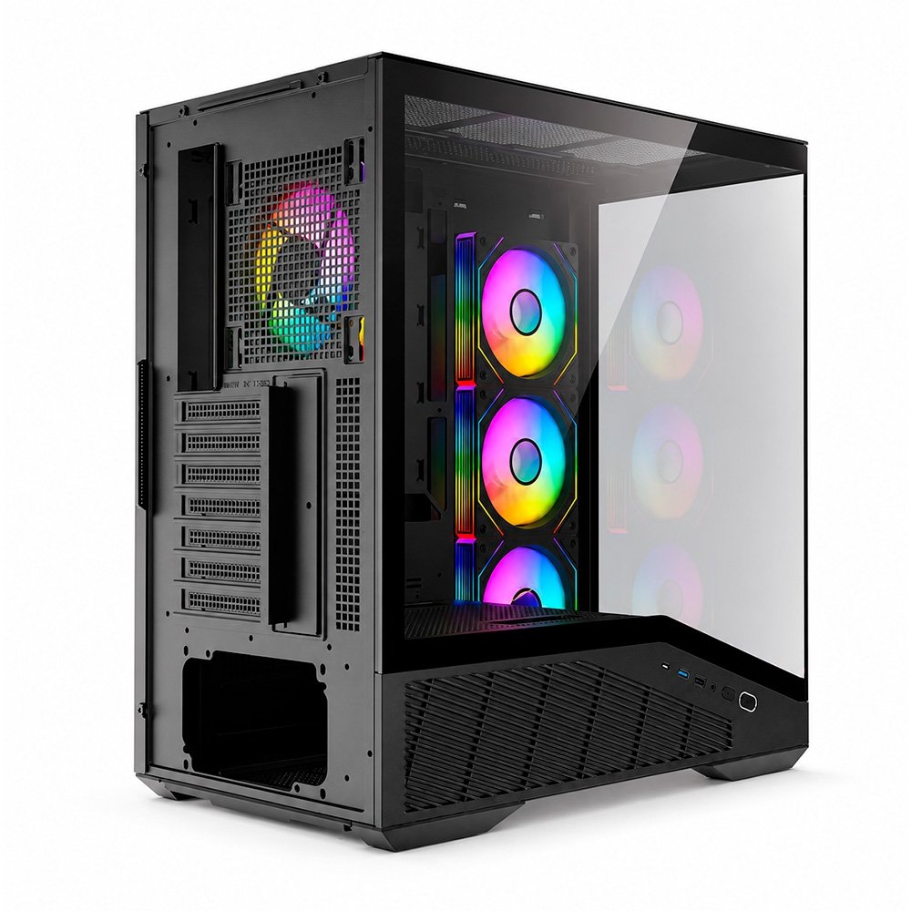Imagem 5 de 6 do produto Gabinete Gamer Liketec Zaiden, ATX, RGB, Lateral e Frontal em Vidro Temperado, Sem Fans, Preto - LC-CB3X2-ZAIDEN-DARK-2026