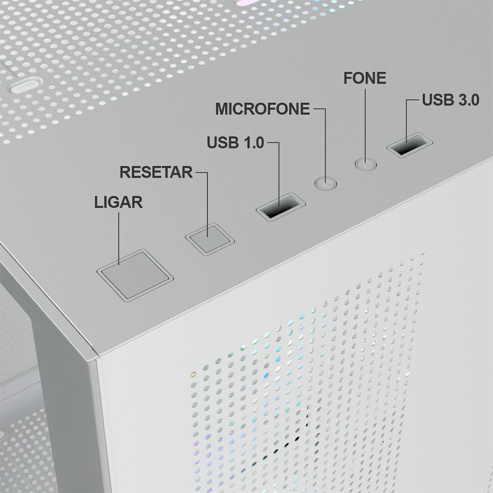 Gabinete Gamer Bluecase Pure BG-064, Micro-ATX, Mini-ITX, Lateral em Vidro, USB 3.0, Sem Fonte, Branco - BG-064WBX - view 12