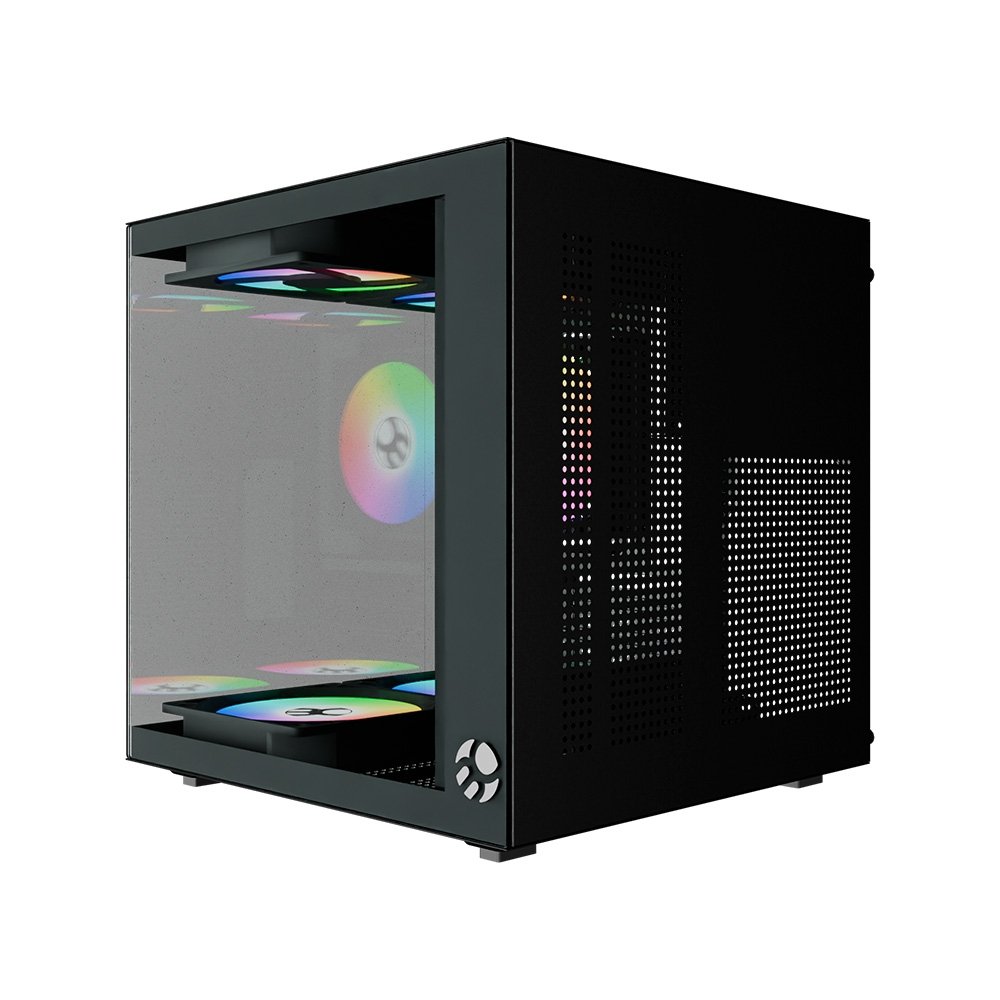 Imagem 3 de 10 do produto Gabinete Gamer Bluecase Life Pro BG-066, Micro-ATX, Mini-ITX, 5x Fans Rainbow, Lateral em Vidro, Preto - BG-066BPBX