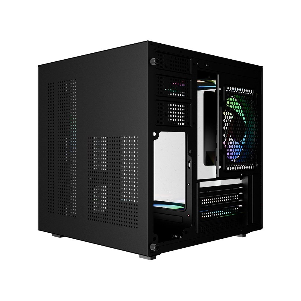 Imagem 5 de 10 do produto Gabinete Gamer Bluecase Life Pro BG-066, Micro-ATX, Mini-ITX, 5x Fans Rainbow, Lateral em Vidro, Preto - BG-066BPBX