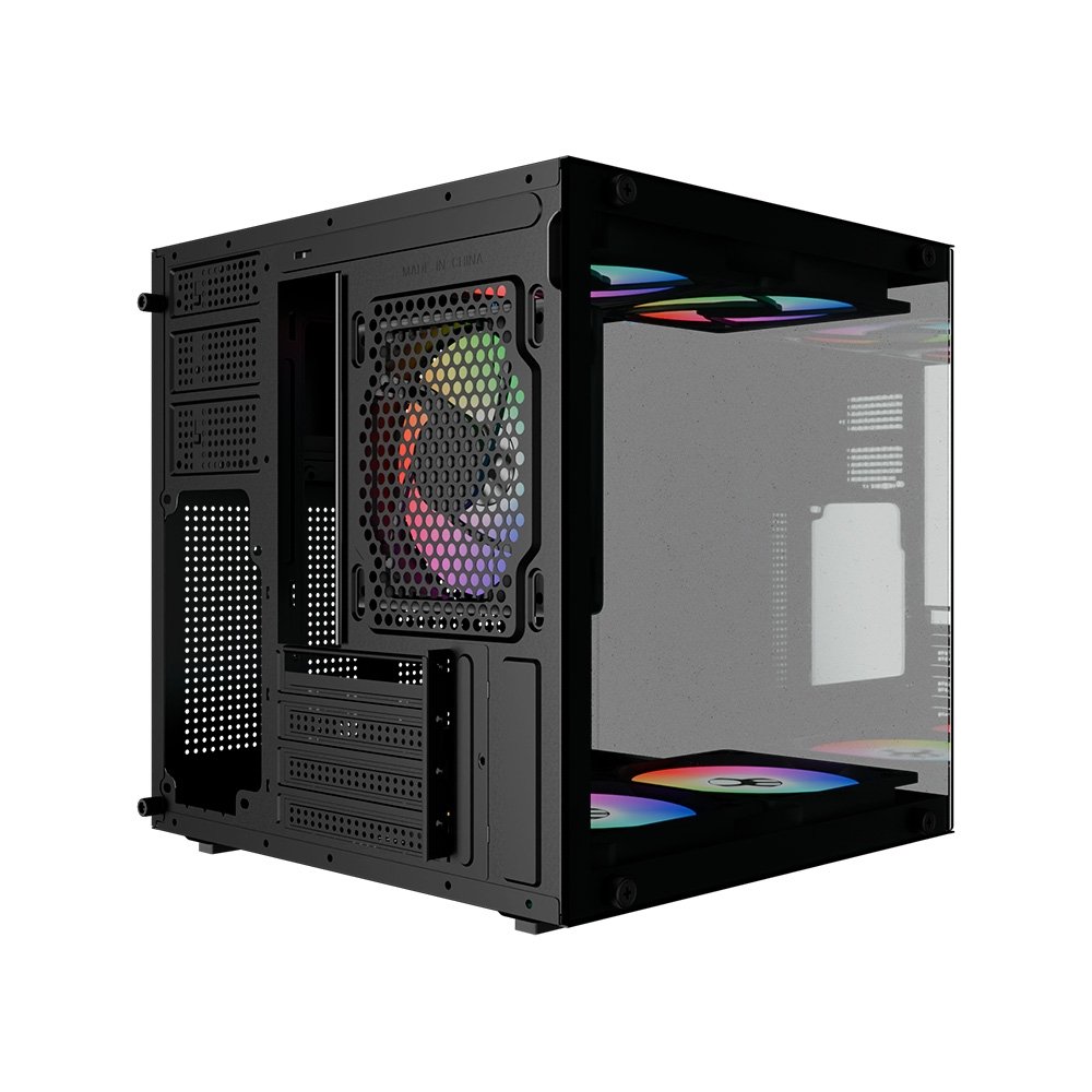 Imagem 7 de 10 do produto Gabinete Gamer Bluecase Life Pro BG-066, Micro-ATX, Mini-ITX, 5x Fans Rainbow, Lateral em Vidro, Preto - BG-066BPBX