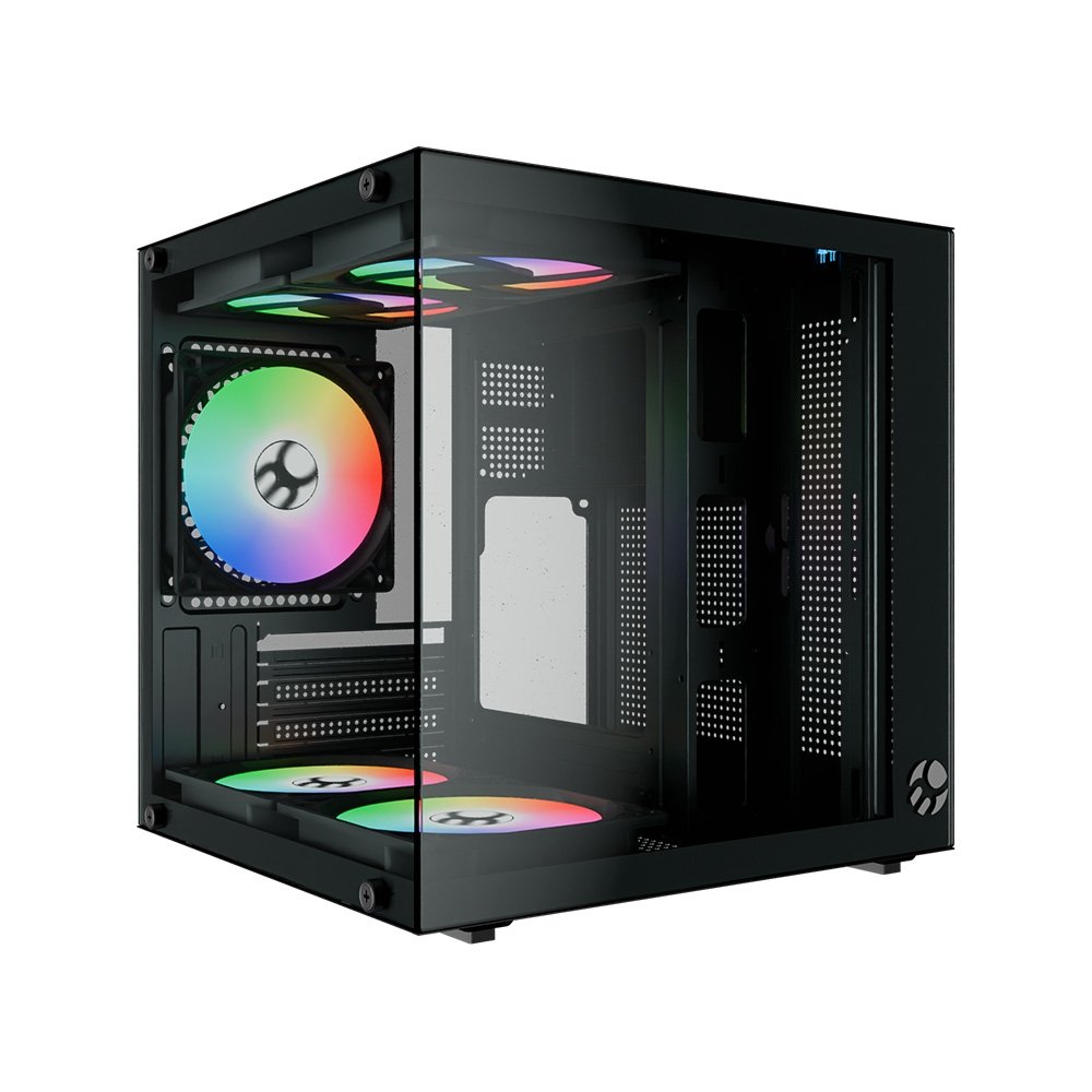 Gabinete Gamer Bluecase Life Pro BG-066, Micro-ATX, Mini-ITX, 5x Fans Rainbow, Lateral em Vidro, Preto - BG-066BPBX