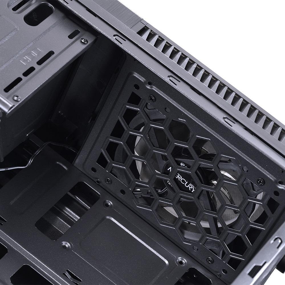 Gabinete Gamer PCYes Mercury sem Fonte, Mid Tower, USB 3.0, 1 Fan LED Azul, Preto com Lateral em Acrílico - MRCPTAZ1FCA