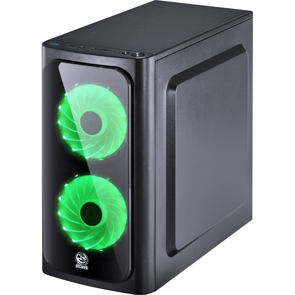 Imagem 9 de 30 do produto Gabinete Gamer PCYes Venus sem Fonte, Mid Tower, USB 3.0, 2 Fans LED 7 Cores, Preto com Lateral em Acrílico - VENPT7C2FCA