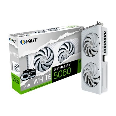 Placa de Video Palit GeForce RTX 5060 WHITE OC 8GB GDDR7 128bit 3-DP e HDMI - NE75060U19P1-GB2063M