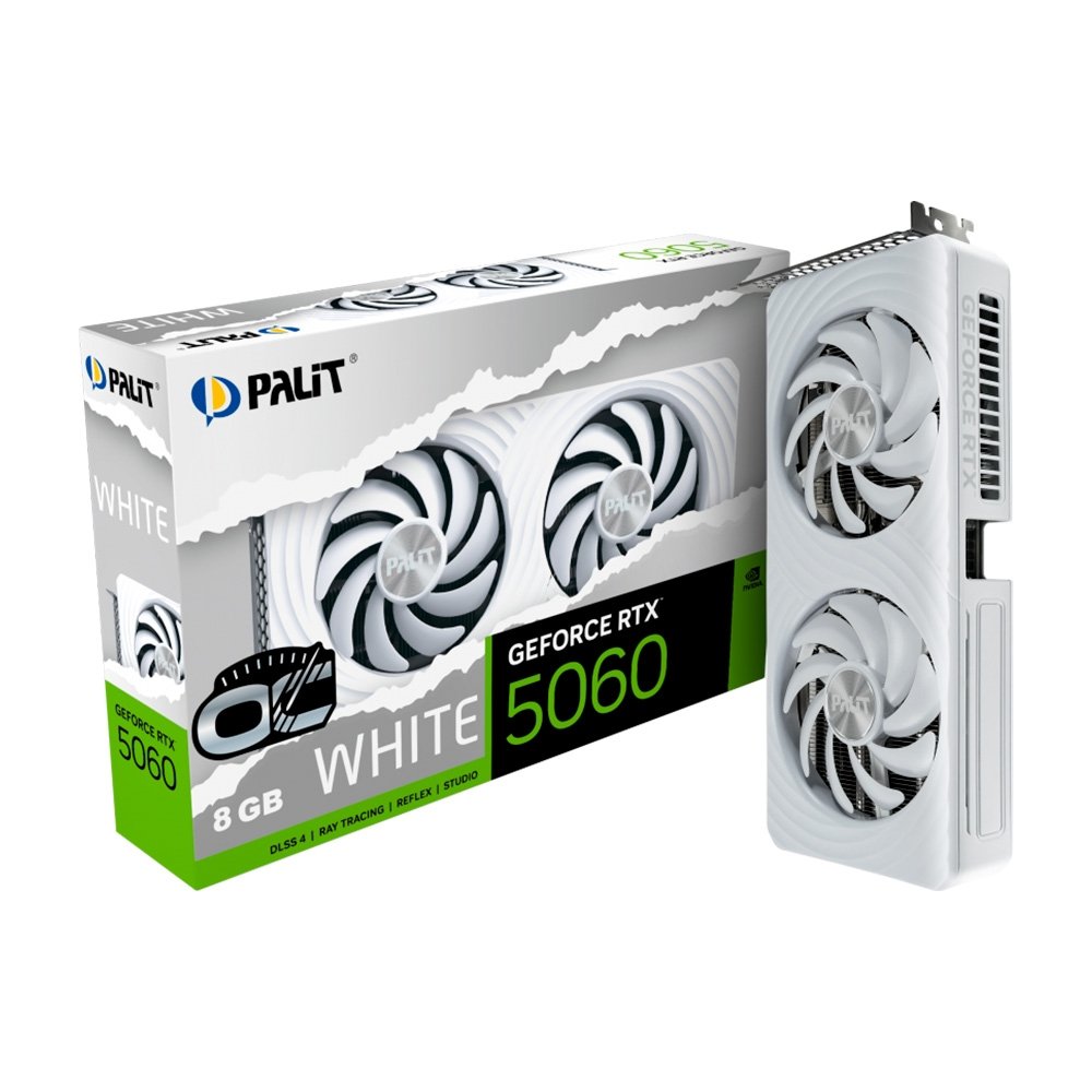 グラフィックボード・グラボ・ビデオカード PALIT GeForce RTX 5060 8GB Placa de Vídeo RTX 5060 White OC Palit | KaBuM!