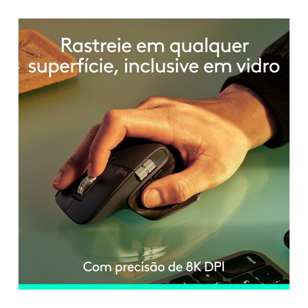 Imagem 2 de 10 do produto Mouse Logitech Mx Master 3s Bluetooth Edition, Conexão por Bluetooth, Rolagem ultra-rápida, 8K DPI, Clique Silencioso, Grafite - 910-007502