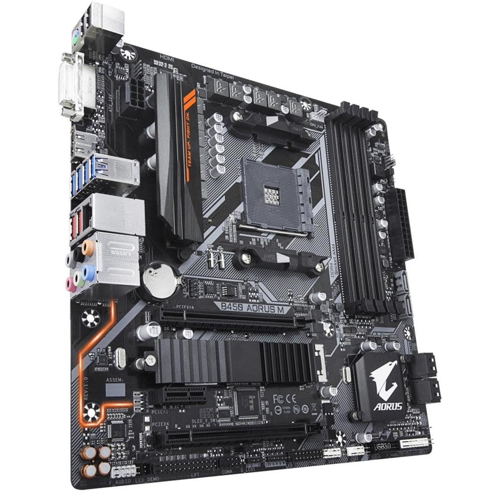 Placa-Mãe Gigabyte Aorus B450 Aorus M, AMD AM4, mATX, DDR4, Preto