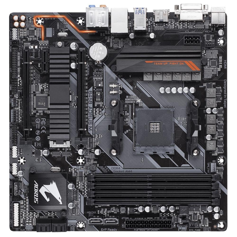 Placa-Mãe Gigabyte Aorus B450 Aorus M, AMD AM4, mATX, DDR4, Preto