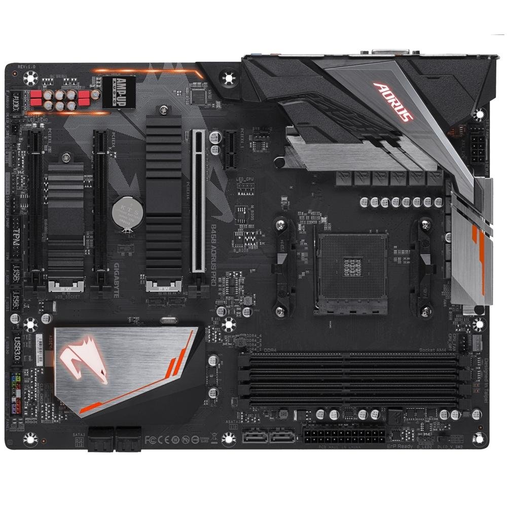 Placa-Mãe Gigabyte Aorus B450 Aorus Pro, AMD AM4, ATX, DDR4, Preto