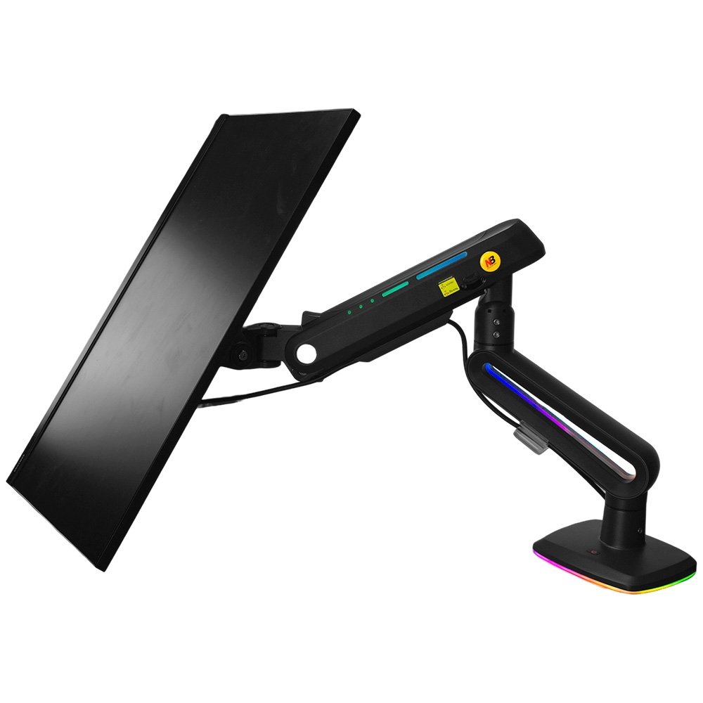 Suporte de Mesa Articulado Gamer para Monitor de 32" a 60" North Bayou, com Pistão a Gás, RGB, Preto - F6 NB