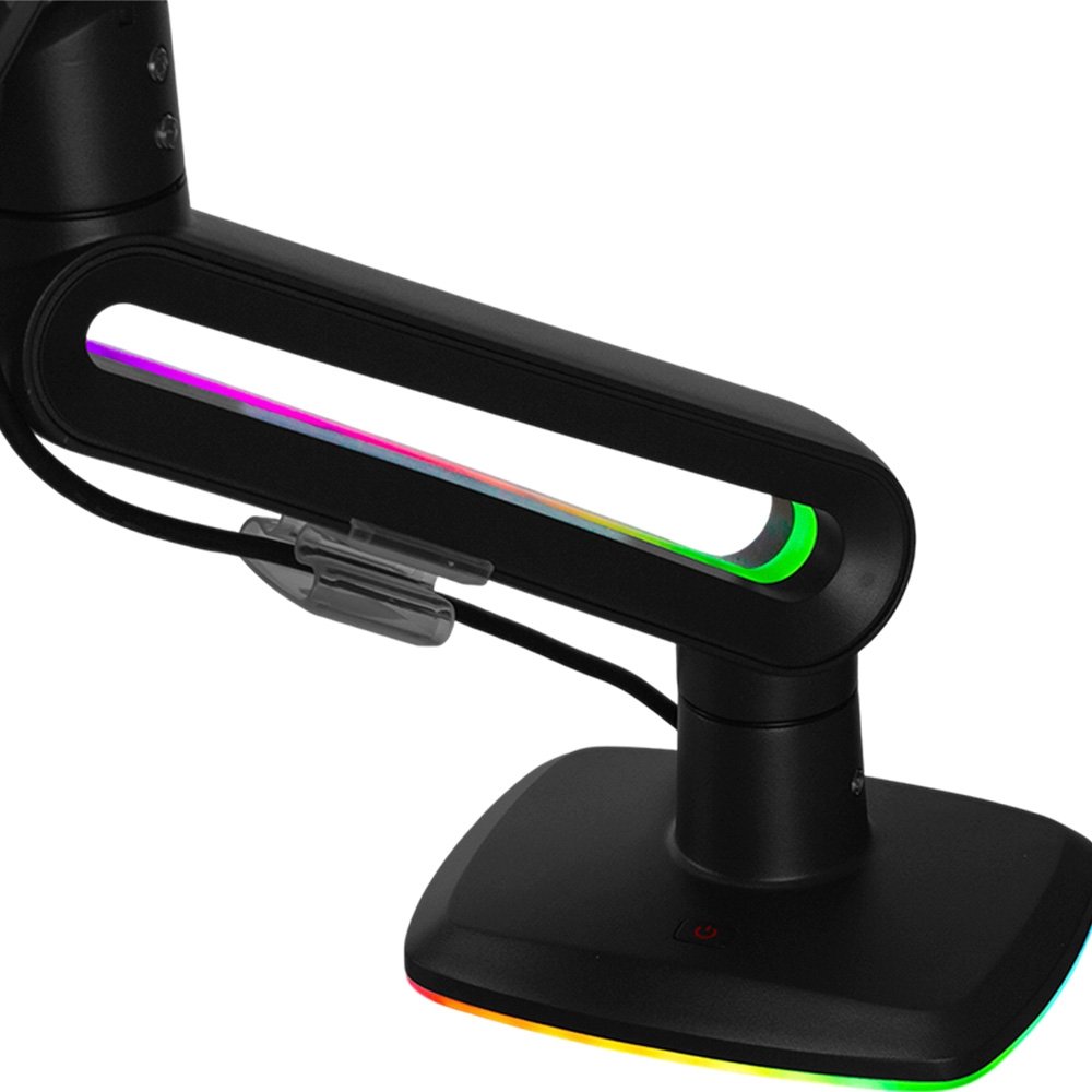 Imagem 2 de 9 do produto Suporte de Mesa Articulado Gamer para Monitor de 32" a 60" North Bayou, com Pistão a Gás, RGB, Preto - F6 NB
