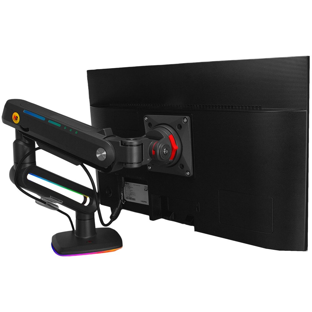 Imagem 3 de 9 do produto Suporte de Mesa Articulado Gamer para Monitor de 32" a 60" North Bayou, com Pistão a Gás, RGB, Preto - F6 NB