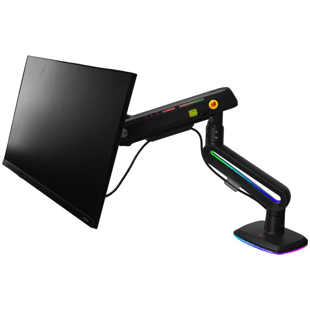 Imagem 6 de 9 do produto Suporte de Mesa Articulado Gamer para Monitor de 32" a 60" North Bayou, com Pistão a Gás, RGB, Preto - F6 NB