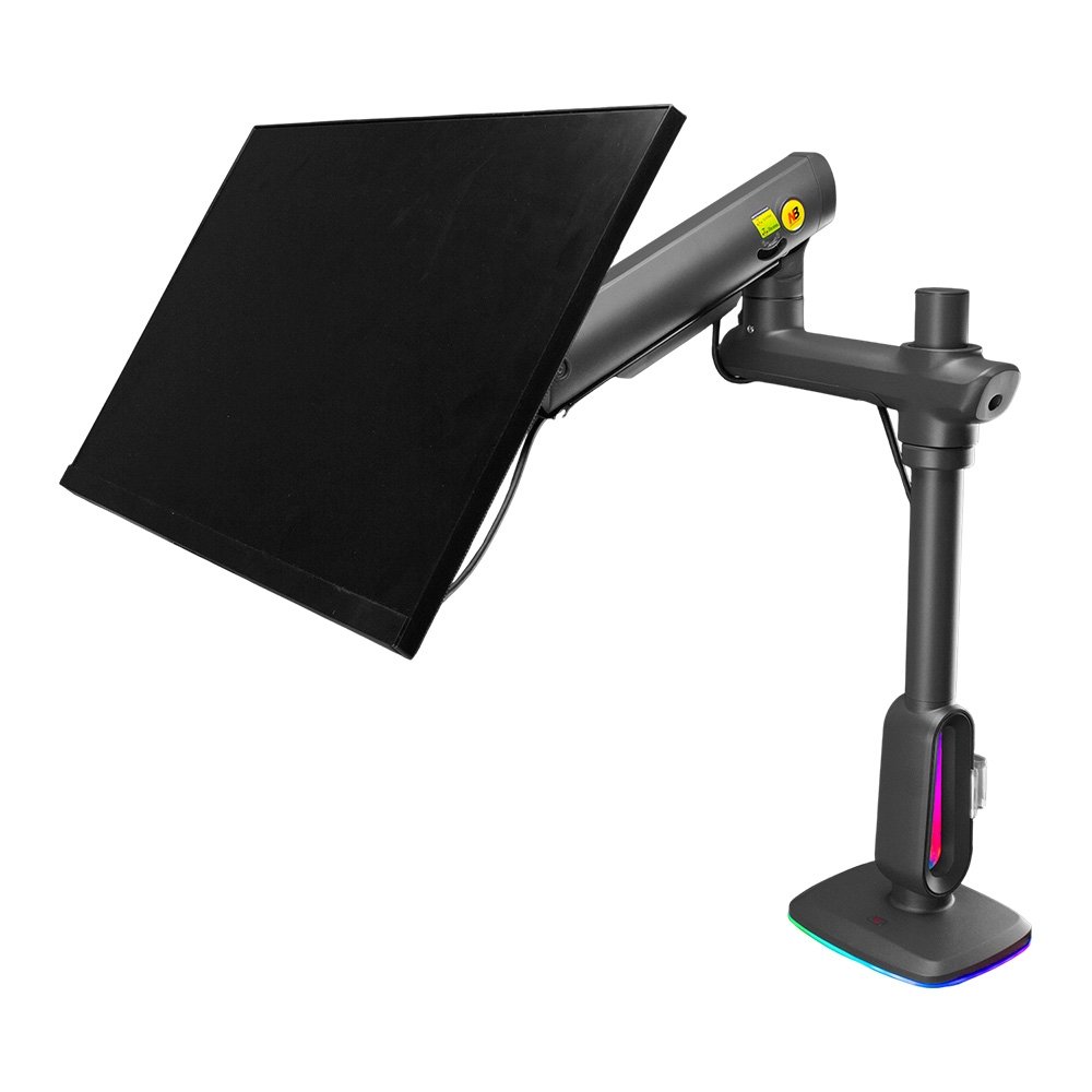 Imagem 3 de 11 do produto Suporte de Mesa Articulado Gamer para Monitor de 32" a 60" North Bayou, com Pistão a Gás, RGB, Preto - F7 NB