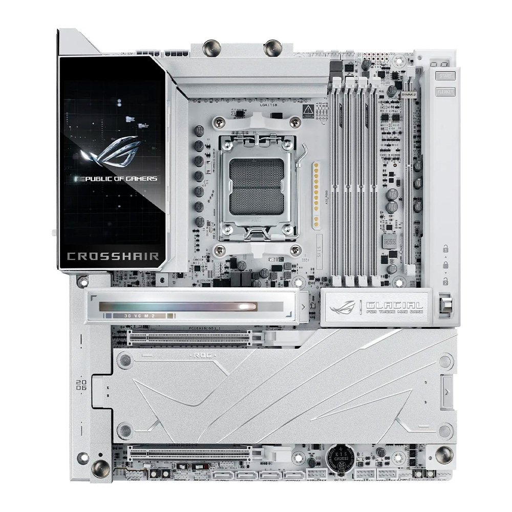 Imagem 2 de 8 do produto Placa Mãe ASUS ROG CROSSHAIR X870E GLACIAL, AMD, AM5, ATX, DDR5, Wi-fi 7, Bluetooth, Branco - 90MB1NQ0-M0EAY0