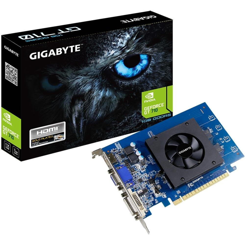 Placa de Vídeo Gigabyte NVIDIA GeForce GT 710 1GB, GDDR5 - GV-N710D5-1GI Placa de Vídeo Gigabyte NVIDIA GeForce GT 710 1GB, GDDR5 - GV-N710D5-1GI