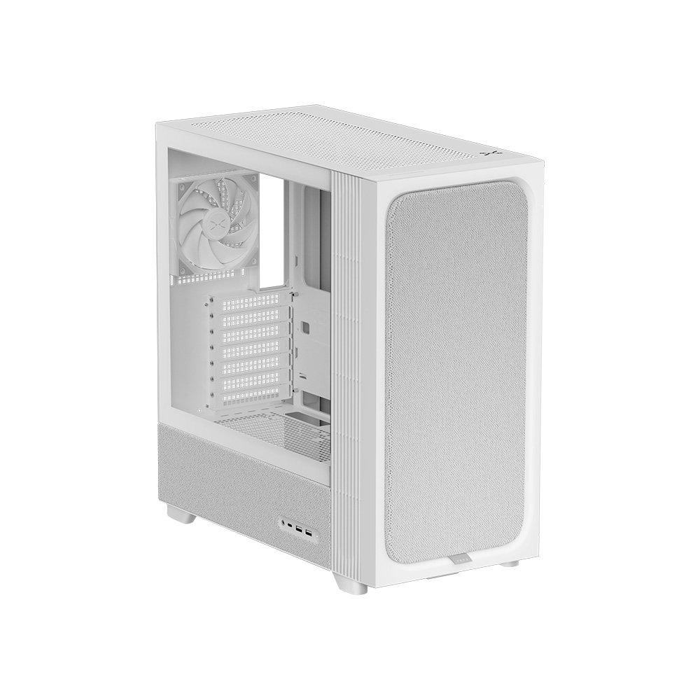 Imagem 2 de 8 do produto Gabinete Gamer TRYX Flova F50, Mid-Tower, ATX, com Fan Cross-Flow e Vidro Temperado, Branco, Sem Fonte - C-F500F-FM1E-G0W