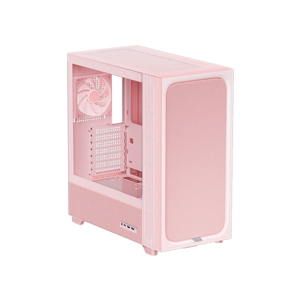 Imagem 2 de 8 do produto Gabinete Gamer TRYX Flova F50, Mid-Tower, ATX, com Fan Cross-Flow e Vidro Temperado, Rosa, Sem Fonte - C-F500F-FM1E-G0Q