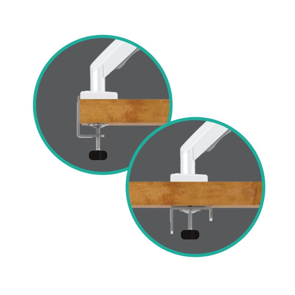 Imagem 5 de 8 do produto Suporte de Mesa Articulado para Monitor de 17" a 35" ELG, com Pistão a Gás e Cabo HDMI 2.0, VESA, Branco - F98WHDMI