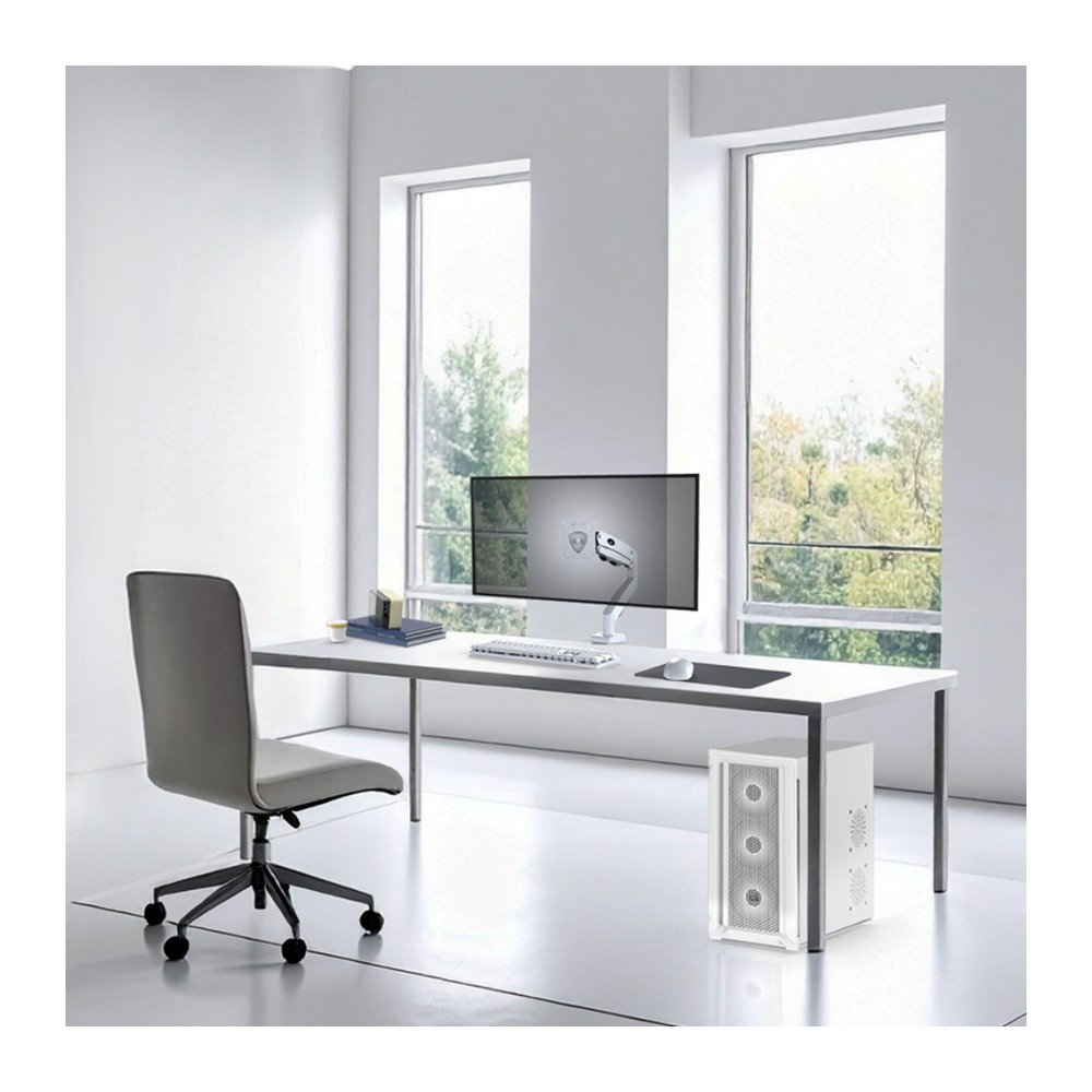 Imagem 7 de 8 do produto Suporte de Mesa Articulado para Monitor de 17" a 35" ELG, com Pistão a Gás e Cabo HDMI 2.0, VESA, Branco - F98WHDMI