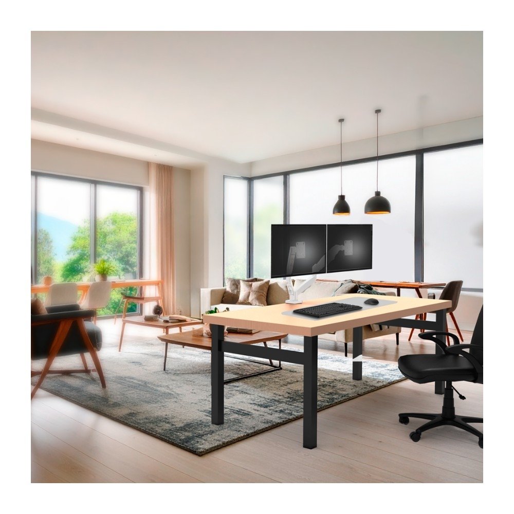 Imagem 9 de 12 do produto Suporte de Mesa Articulado para 2 Monitores de 17" a 35" ELG, com Pistão a Gás e Cabo HDMI 2.0, VESA, Branco - F196WHDMI
