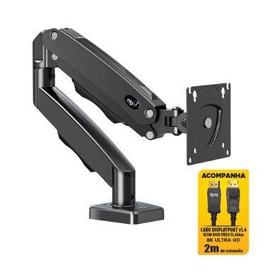 Suporte de Mesa Articulado para Monitor de 17" a 35" ELG, com Pistão a Gás e Cabo DisplayPort, VESA, Grafite - F98DP