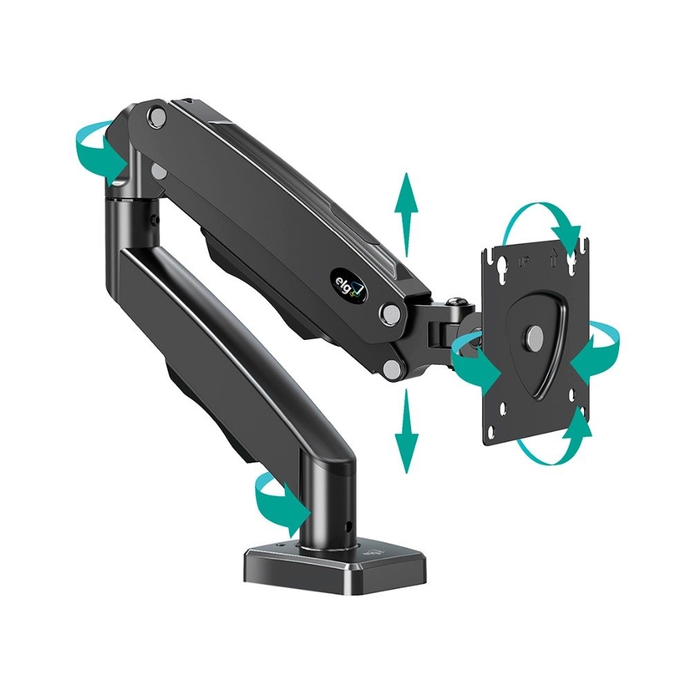 Imagem 3 de 11 do produto Suporte de Mesa Articulado para Monitor de 17" a 35" ELG, com Pistão a Gás e Cabo DisplayPort, VESA, Grafite - F98DP