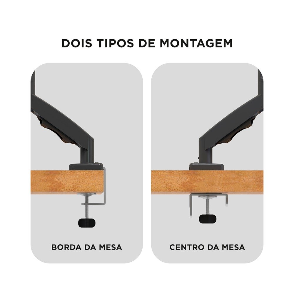 Imagem 7 de 11 do produto Suporte de Mesa Articulado para Monitor de 17" a 35" ELG, com Pistão a Gás e Cabo DisplayPort, VESA, Grafite - F98DP