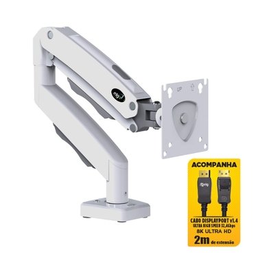 Suporte de Mesa Articulado para Monitor de 17" a 35" ELG, com Pistão a Gás e Cabo DisplayPort, VESA, Branco - F98WDP