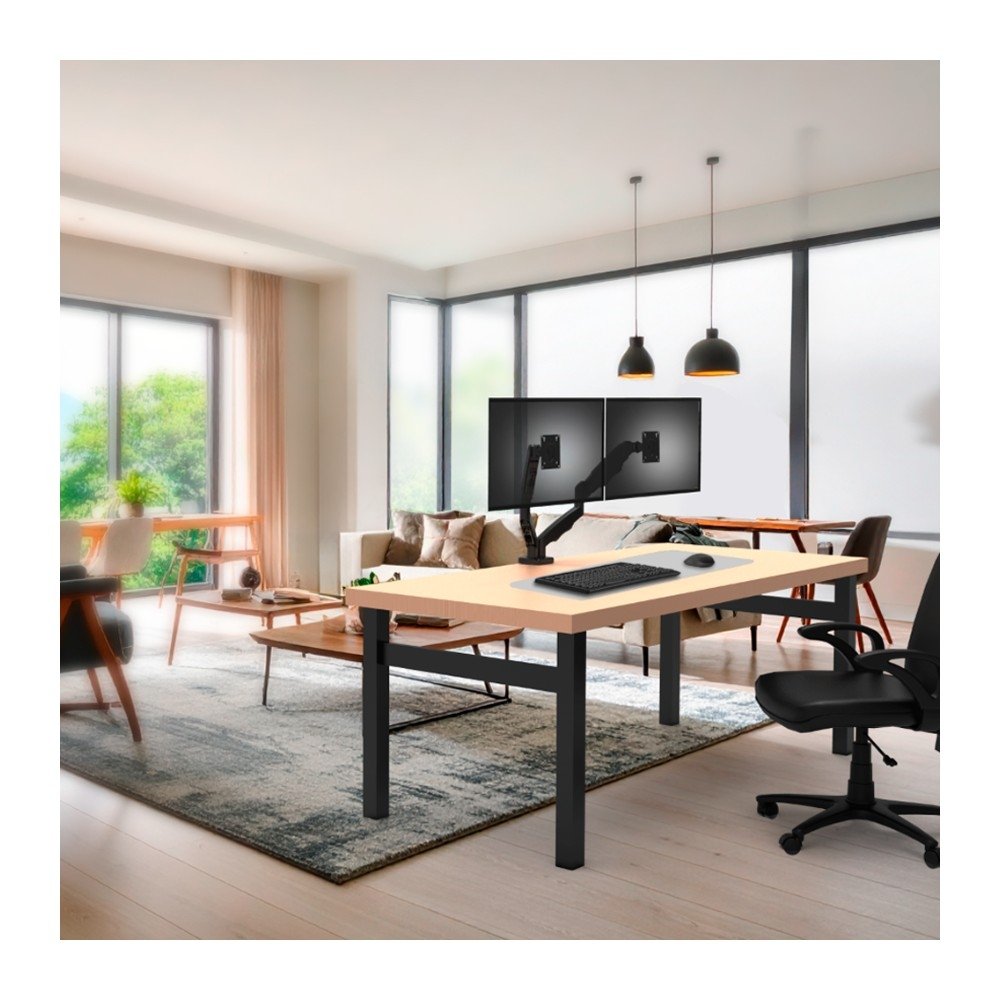 Imagem 9 de 12 do produto Suporte de Mesa Articulado para 2 Monitores de 17" a 35" ELG, com Pistão a Gás e Cabo DisplayPort, VESA, Grafite - F196DP