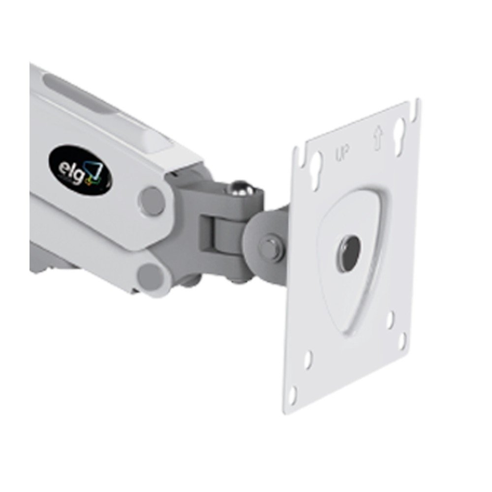 Imagem 2 de 12 do produto Suporte de Mesa Articulado para 2 Monitores de 17" a 35" ELG, com Pistão a Gás e Cabo DisplayPort, VESA, Branco - F196WDP