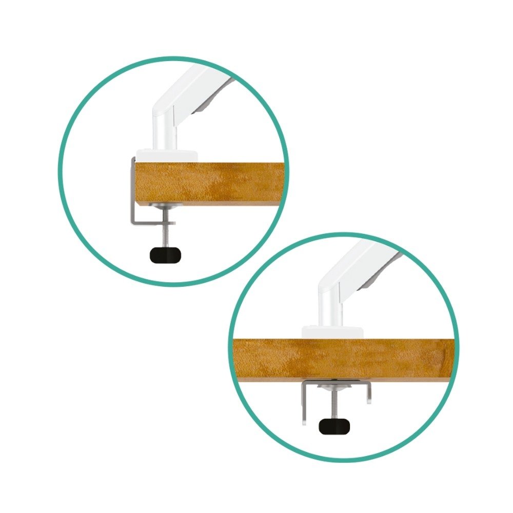 Imagem 8 de 12 do produto Suporte de Mesa Articulado para 2 Monitores de 17" a 35" ELG, com Pistão a Gás e Cabo DisplayPort, VESA, Branco - F196WDP