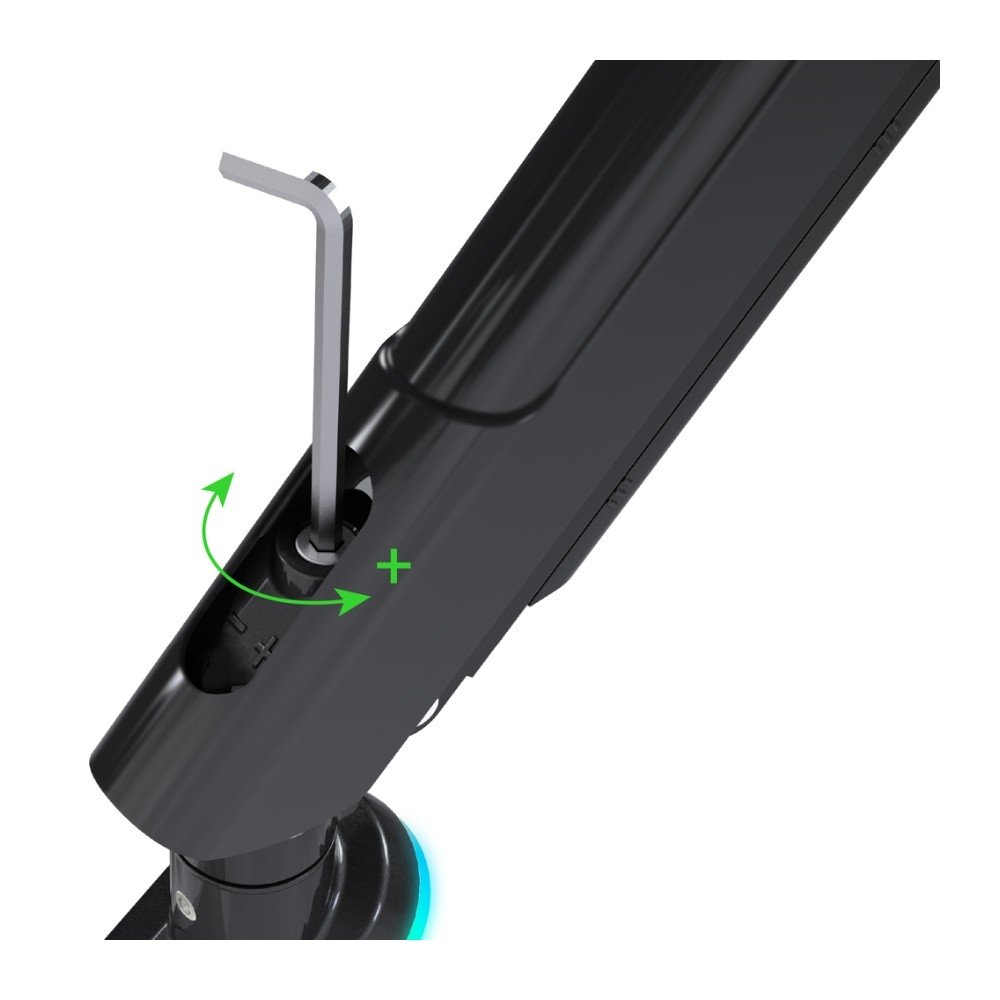 Imagem 6 de 13 do produto Suporte de Mesa Articulado Gamer para Monitor de 17" a 35" ELG, com Pistão a Gás, USB-A/C, RGB, Preto - F100RGB