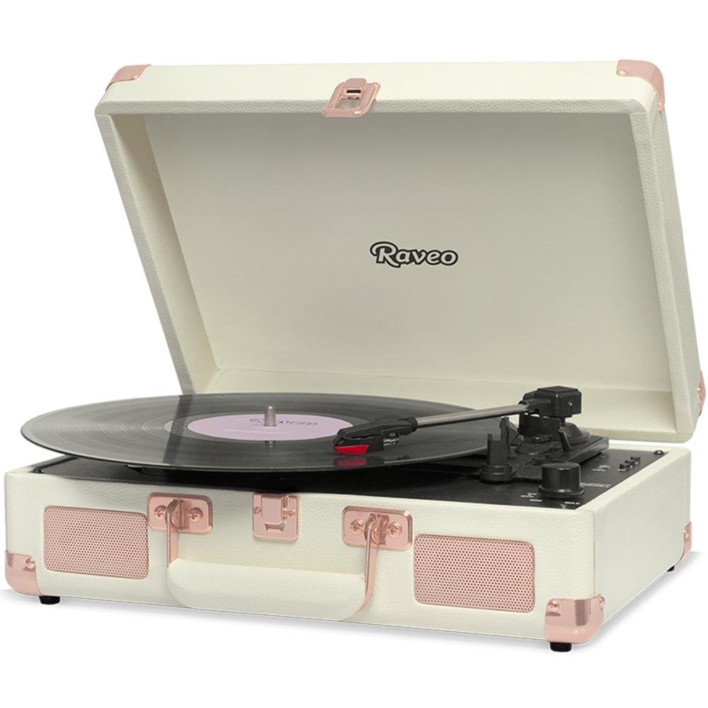 Toca Discos Vitrola Raveo Sonetto - Bluetooth, MP3, USB Reproduz e Grava, Aux. 10W RMS Rose Gold - view 2