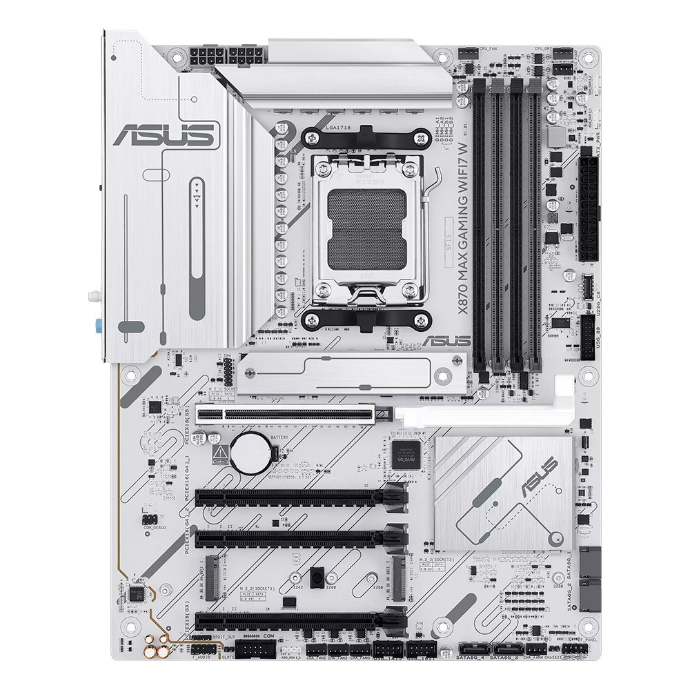 Placa Mãe ASUS X870 MAX GAMING WIFI7 W, AMD, AM5, ATX, DDR5, Wi-fi 7, Bluetooth, Branco - X870 MAX GAMING WIFI7 W - view 2