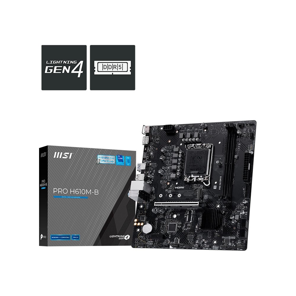 Imagem 5 de 7 do produto Placa-Mãe MSI PRO H610M-B, Intel LGA 1700, mATX, DDR5 - PROH610MB