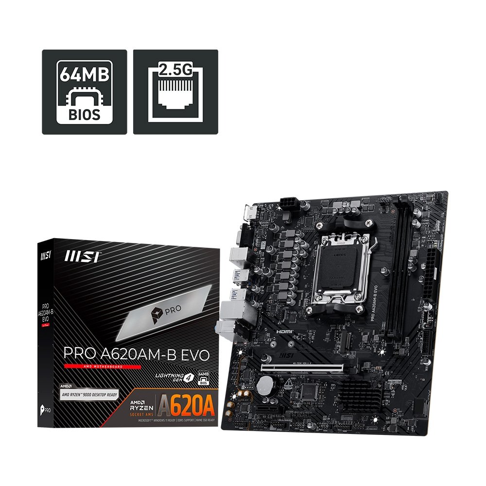 Placa-Mãe MSI PRO A620M-B EVO, AMD AM5, mATX, DDR5 - PROA620AMBEVO - view 6