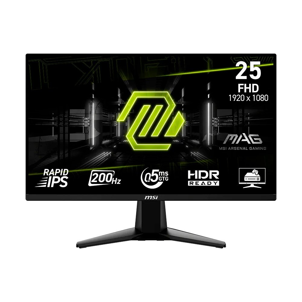 "Monitor Gamer MSI MAG 25"", Full HD, 200Hz, 0.5ms, Rapid IPS, FreeSync Premium, HDR Ready, Preto - MAG 255F E20"