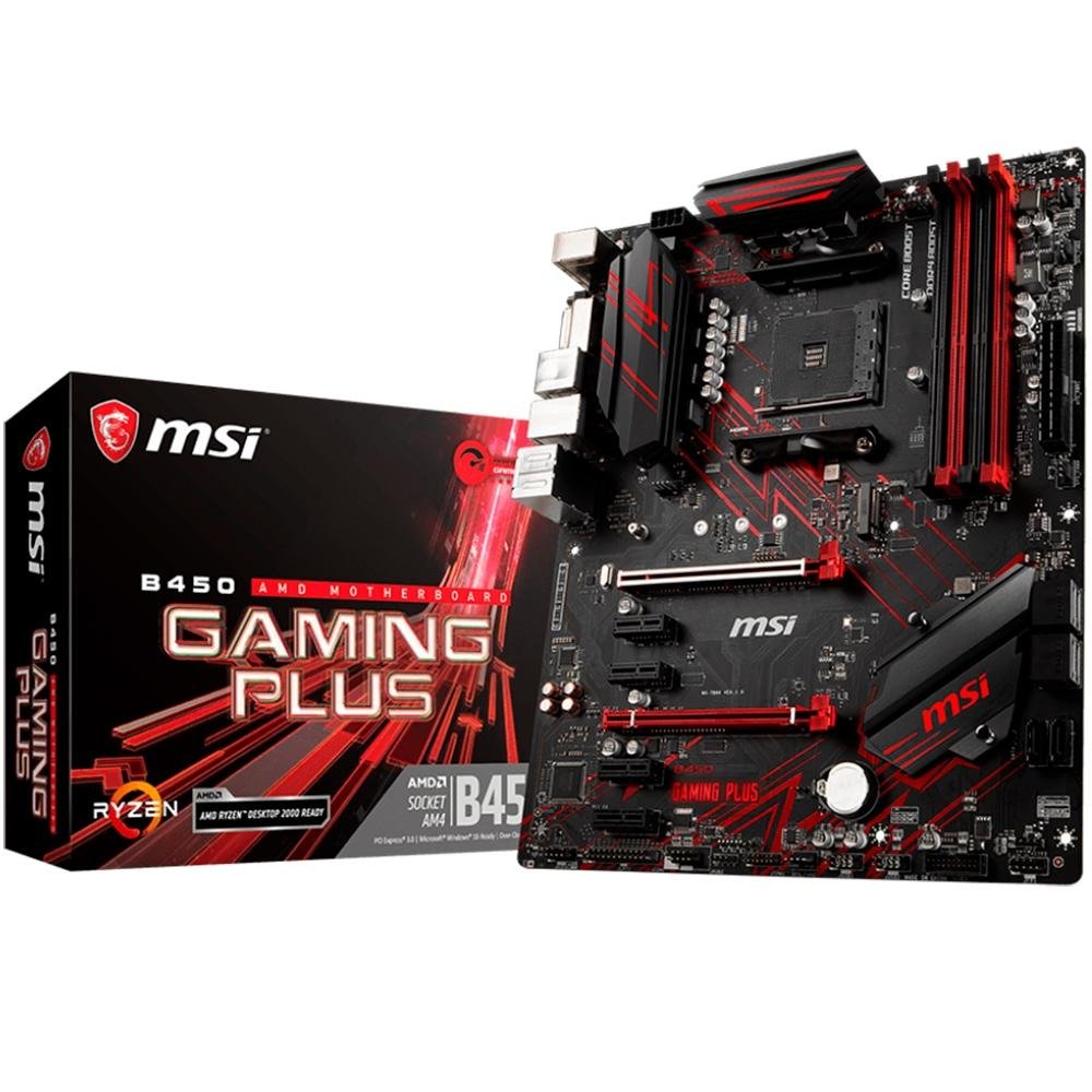 Placa-Mãe MSI para AMD AM4 ATX B450 Gaming Plus | KaBuM!
