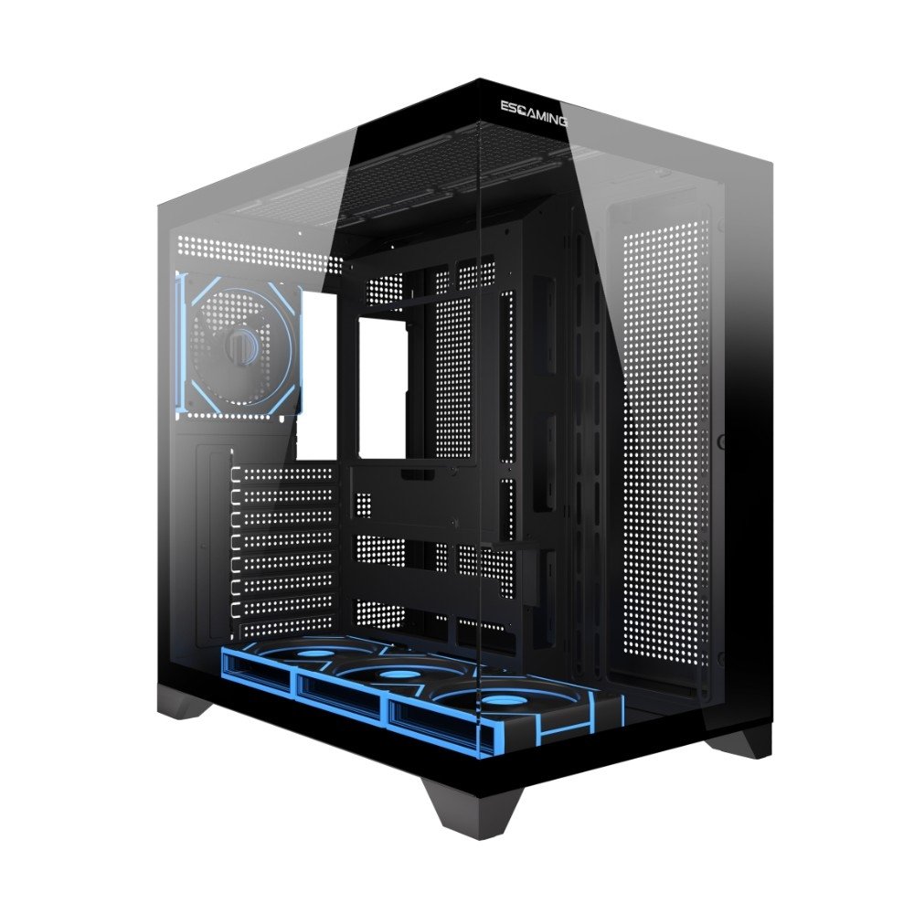 Gabinete Gamer Esgaming Mira, Mini Tower, ATX, Frontal e Lateral em Vidro Temperado, Sem Fans, Preto - 1101-BK