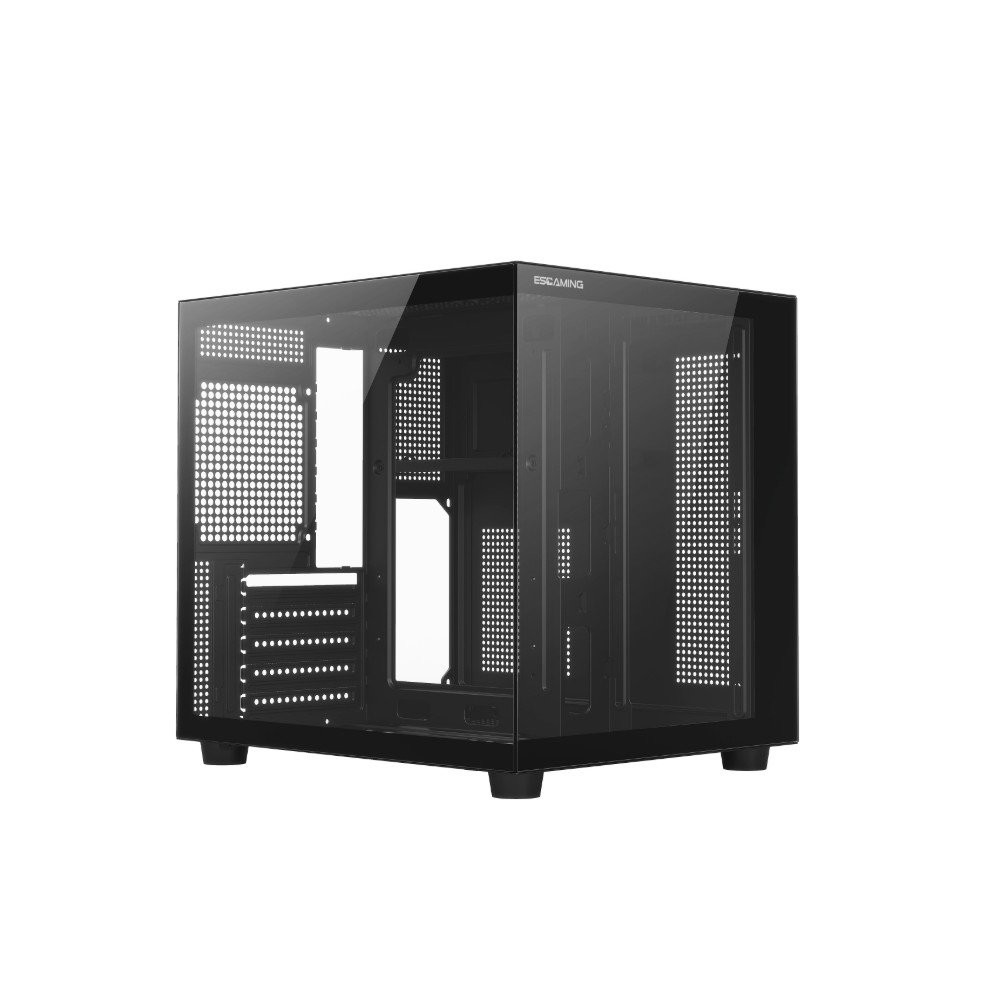 Gabinete Gamer Esgaming EBOX, Mid Tower, M-ATX, Frontal e Lateral em Vidro Temperado, Sem Fans, Preto - 8001
